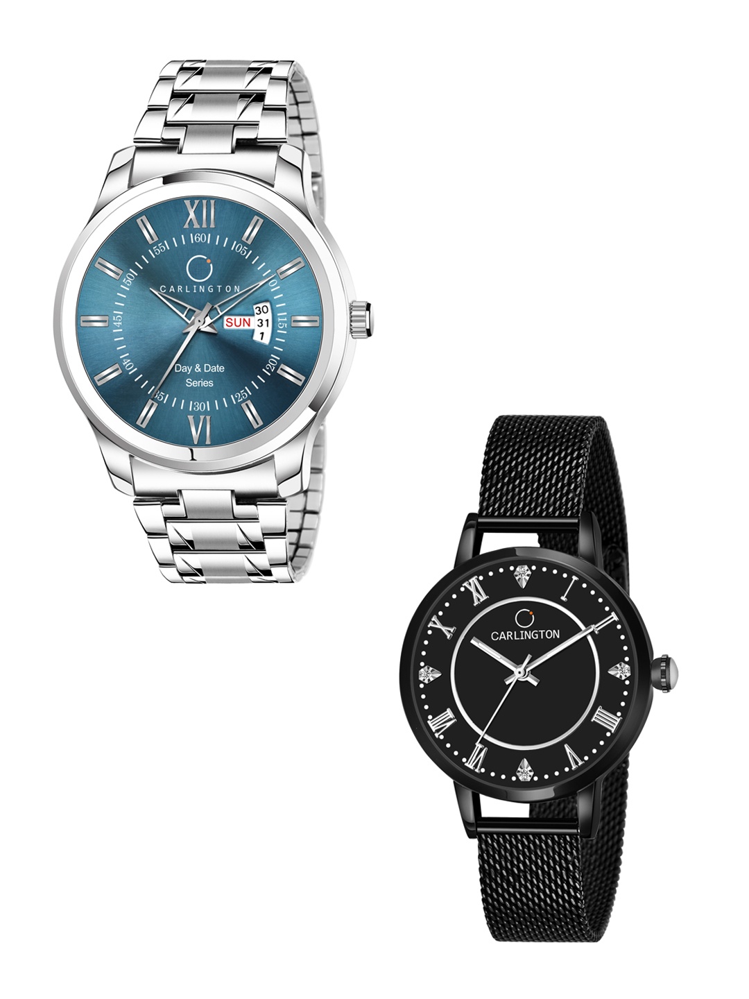 

CARLINGTON Unisex Set Of 2 Blue & Black Analogue Watch CT2013