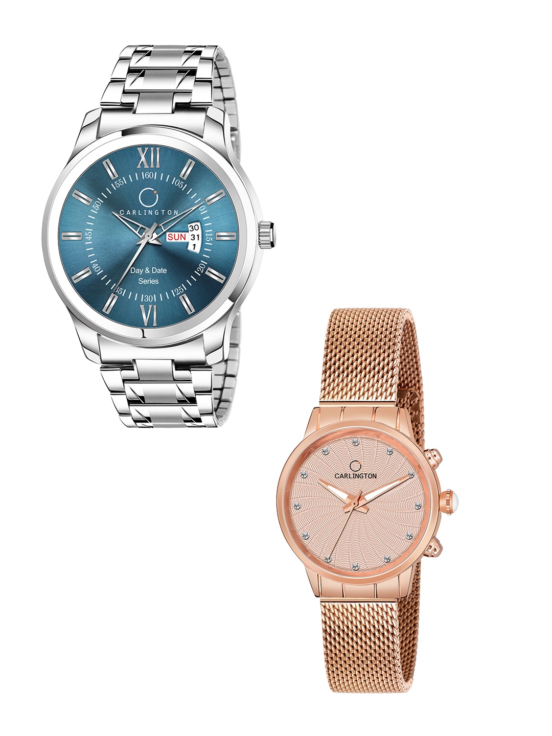 

CARLINGTON Unisex Set Of 2 His & Her Watch Gift Set CT2017, Blue