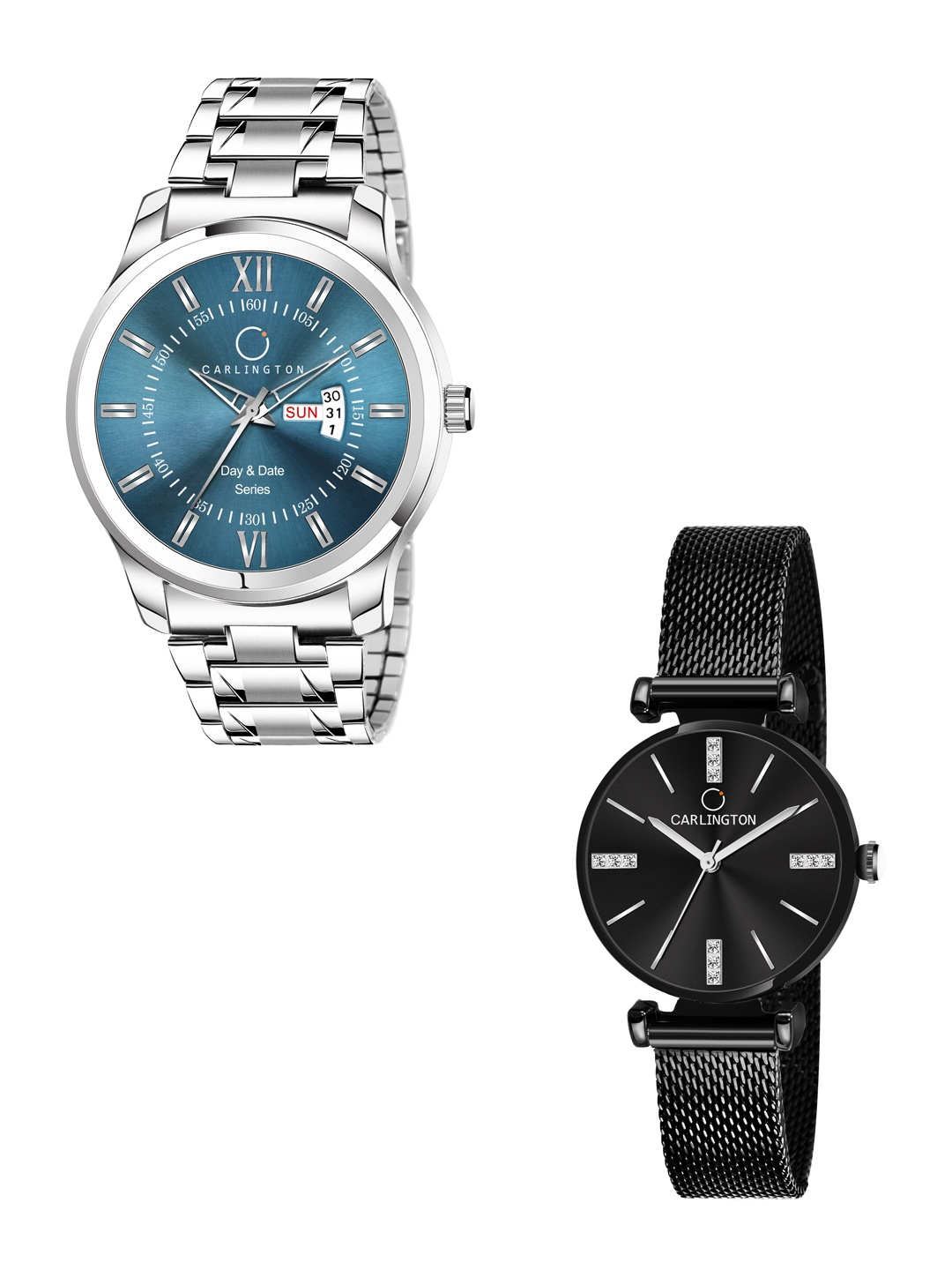 

CARLINGTON Unisex Set Of 2 Black & Blue Analogue Watch CT2011