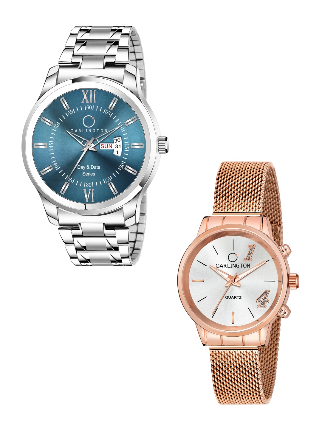 

CARLINGTON Unisex Set Of 2 Blue & White Bracelet Style Analogue Watch CT2012