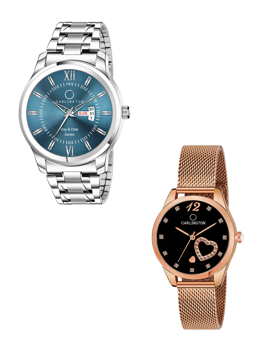 

CARLINGTON Unisex Set Of 2 Black & Blue Analogue Watch CT2006