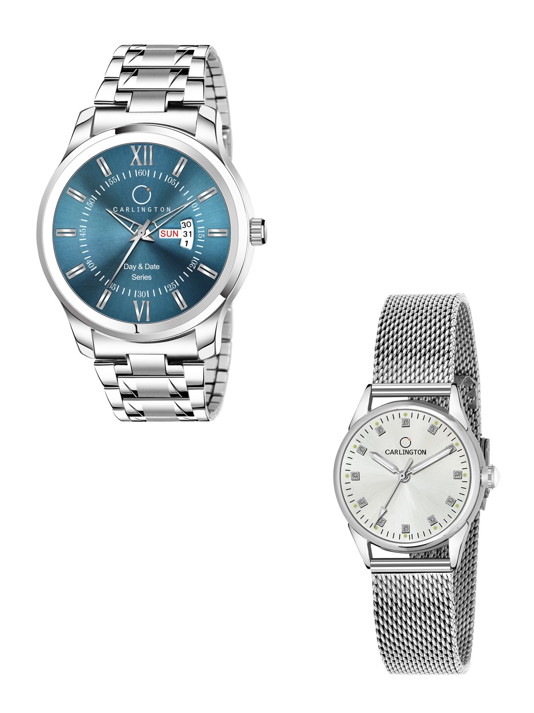 

CARLINGTON Unisex Set of 2 His & Her Watch Gift Set CT2003, Blue