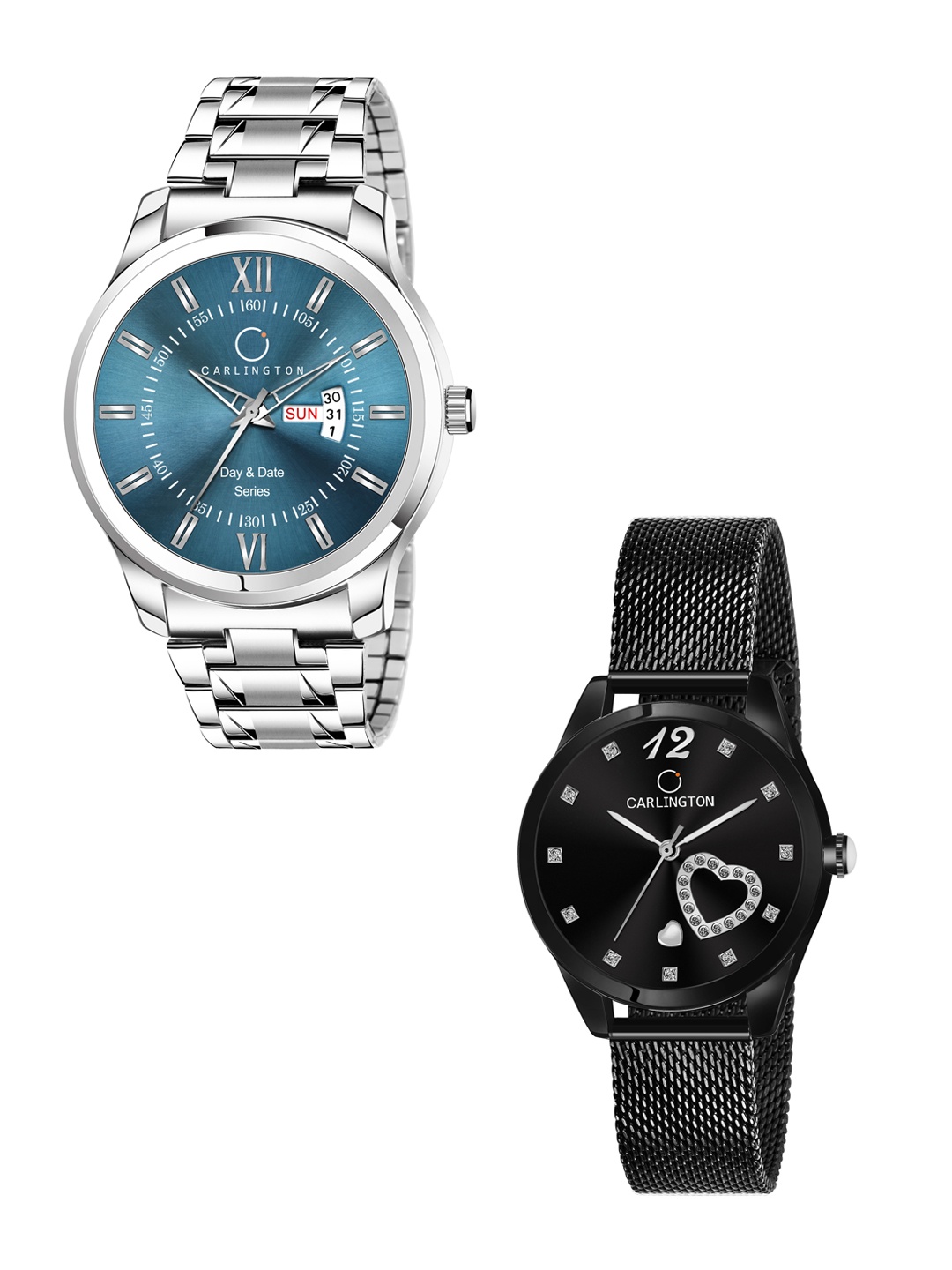 

CARLINGTON Set Of 2 Black & Blue Analogue Watch