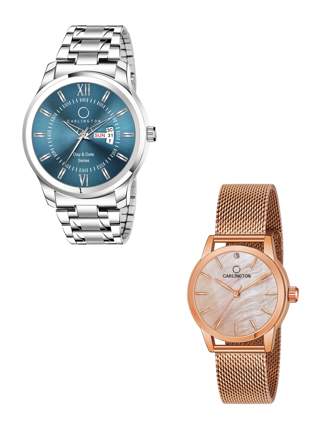 

CARLINGTON Unisex Set Of 2 Blue & Rose Gold-Toned Analogue Watch CT2010