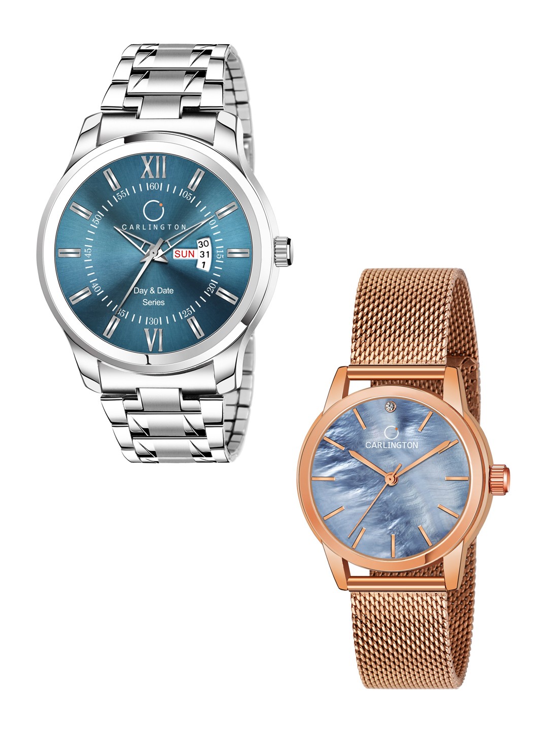 

CARLINGTON Unisex Set Of 2 Blue Bracelet Style Analogue Watch