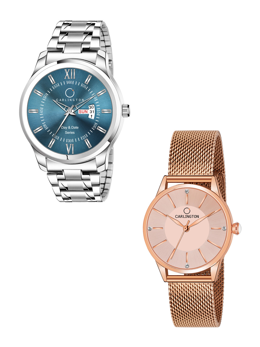

CARLINGTON Unisex Set Of 2 Blue & Rose Gold-Toned Analogue Watch CT2004