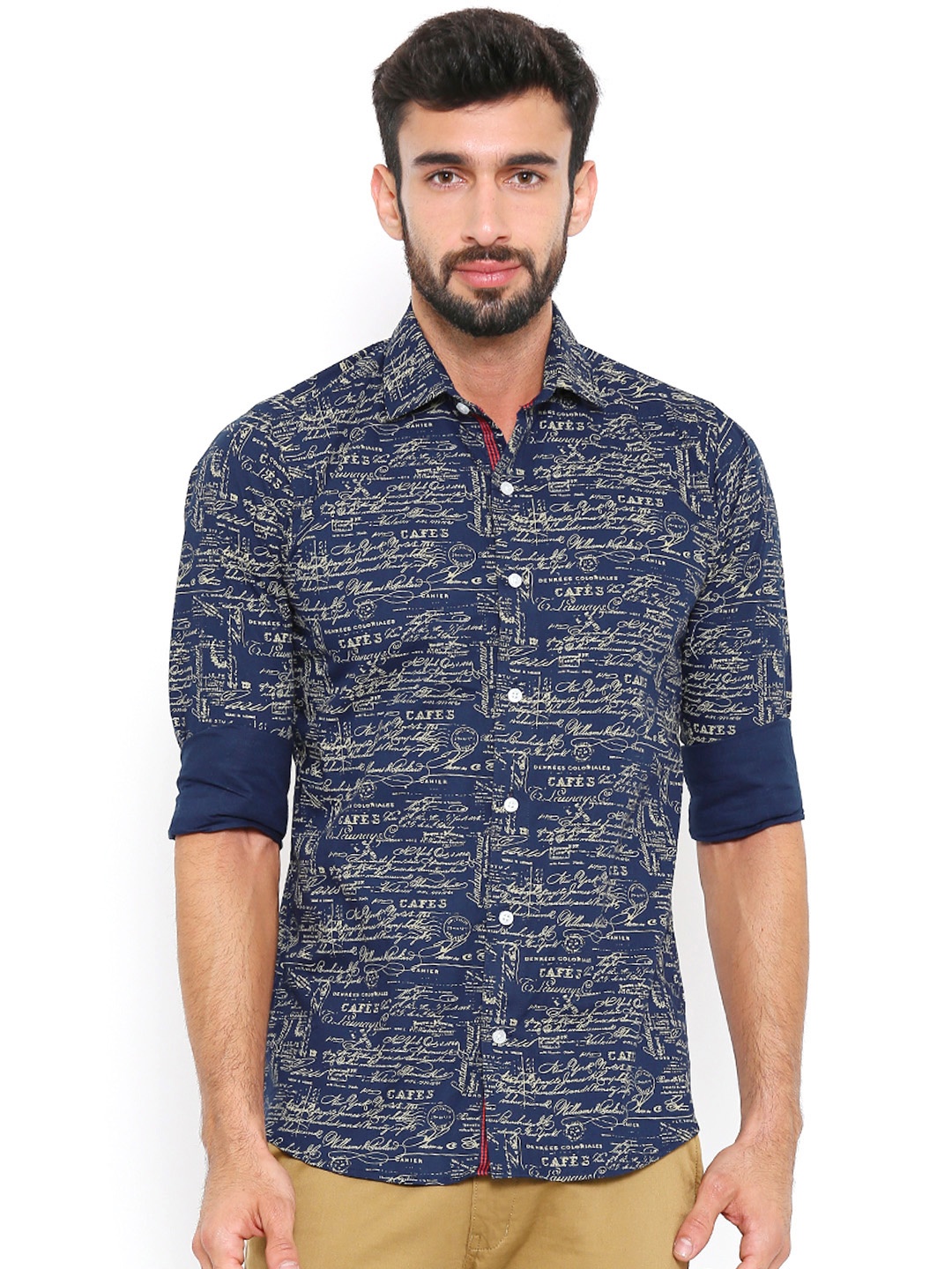 

Shaftesbury London Men Blue Comfort Fit Printed Casual Shirt