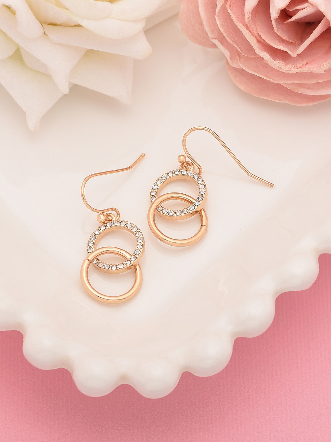 

Accessorize London Women Gold-Toned Linked Circles Short Drop Earring