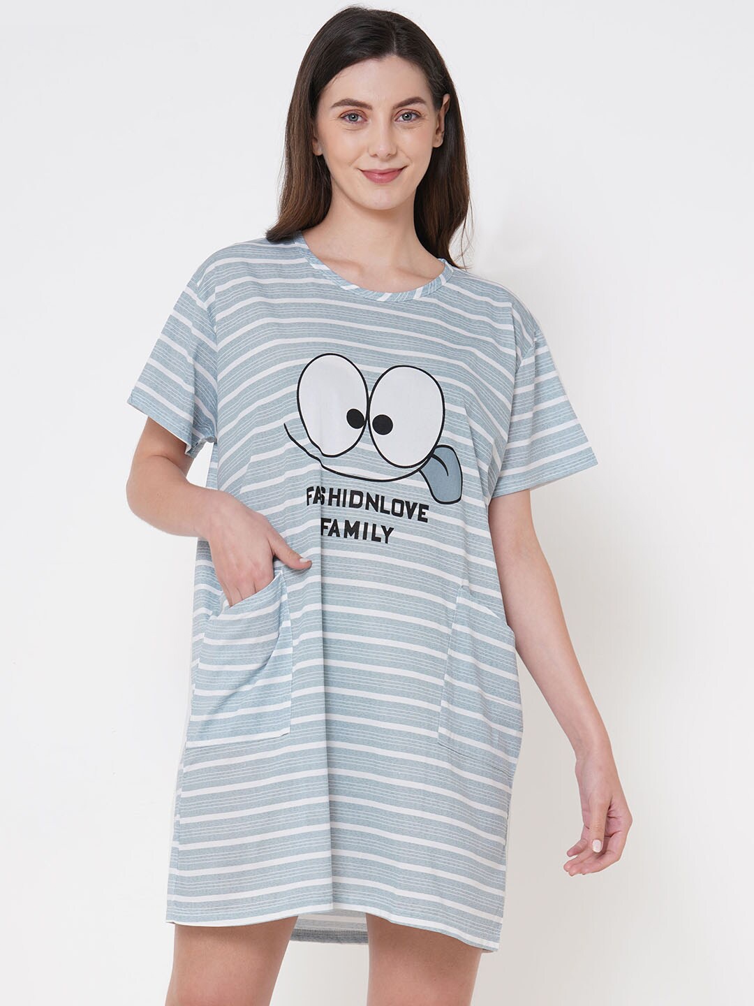 

Sweet Dreams Grey Striped Nightdress
