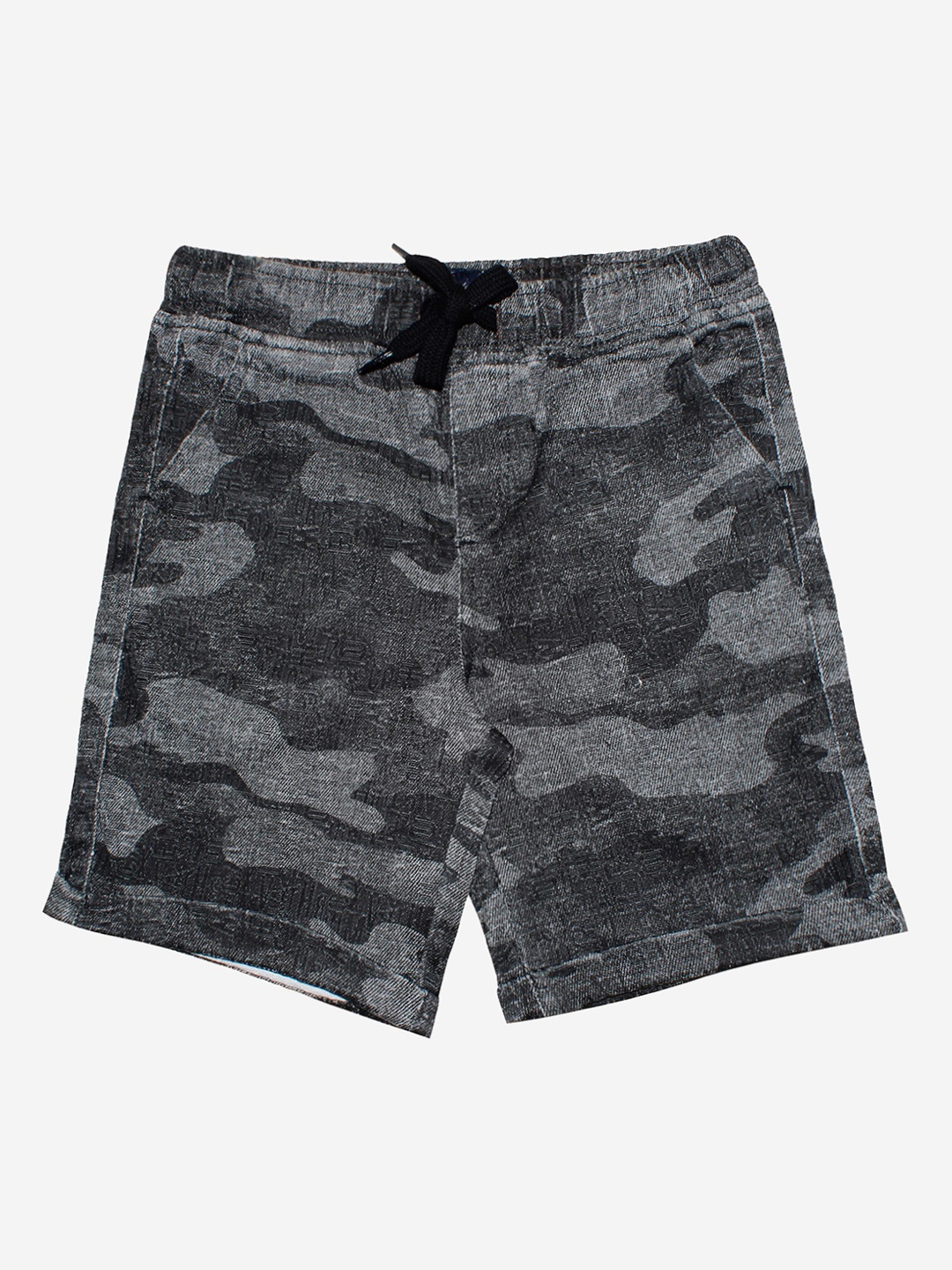 

KiddoPanti Boys Grey Camouflage Printed Shorts