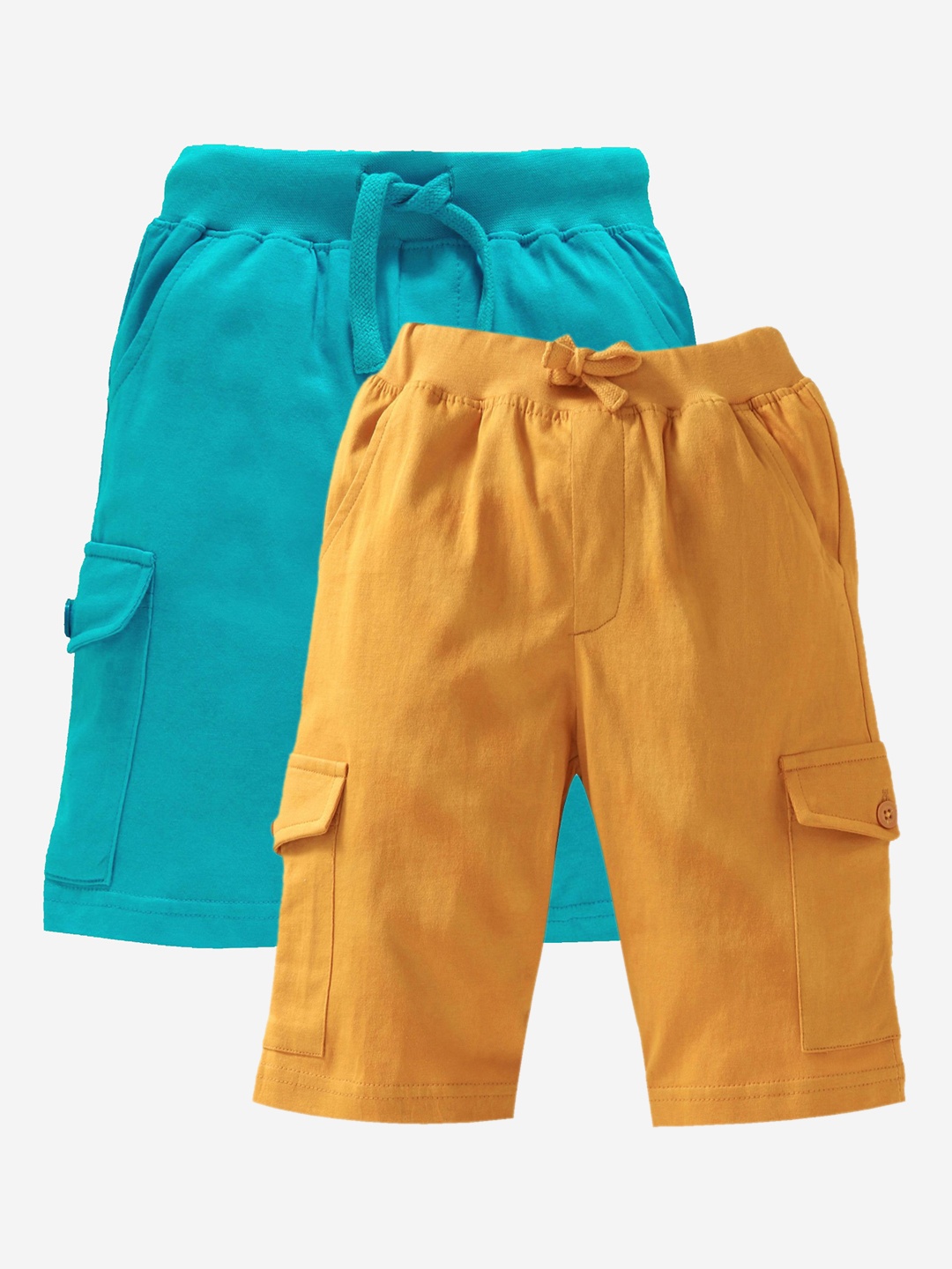 

KiddoPanti Boys Pack of 2 Pure Cotton Cargo Shorts, Blue