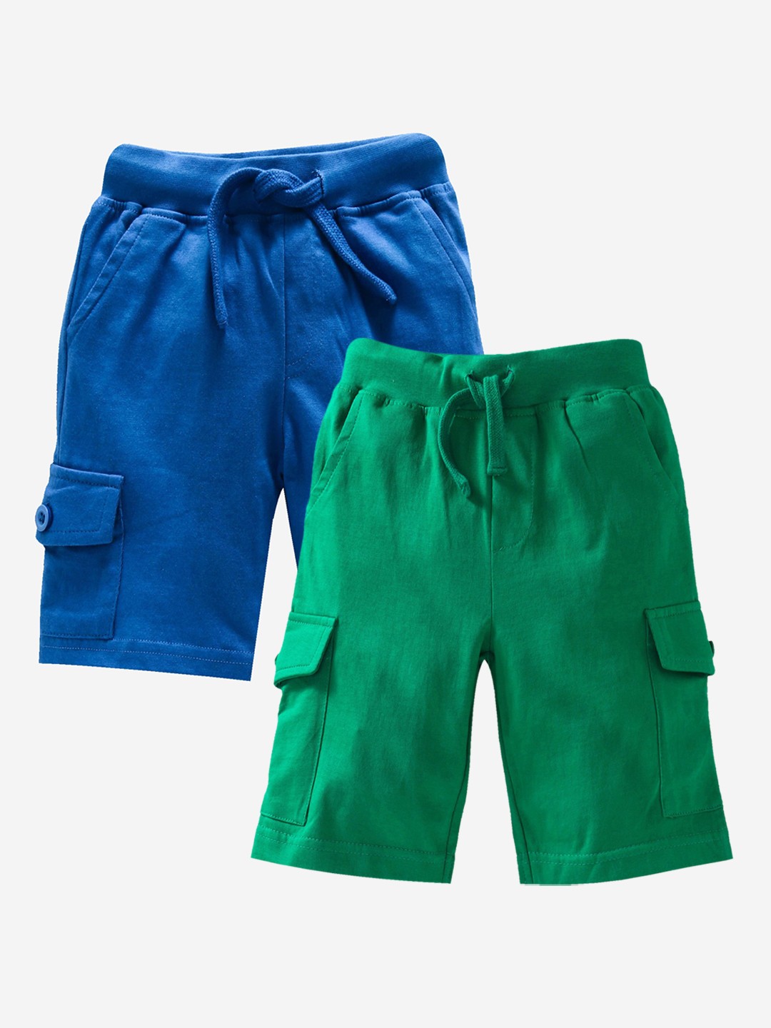 

KiddoPanti Boys Pack of 2 Pure Cotton Cargo Shorts, Blue