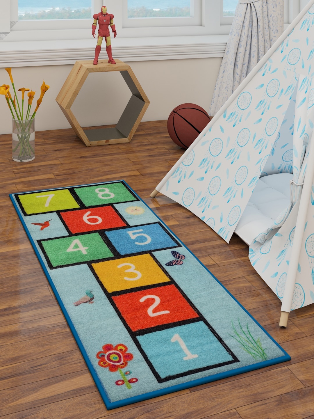 

Athom Trendz Kids Multioloured Alphabetic Printed Anti Skid Carpet, Multi