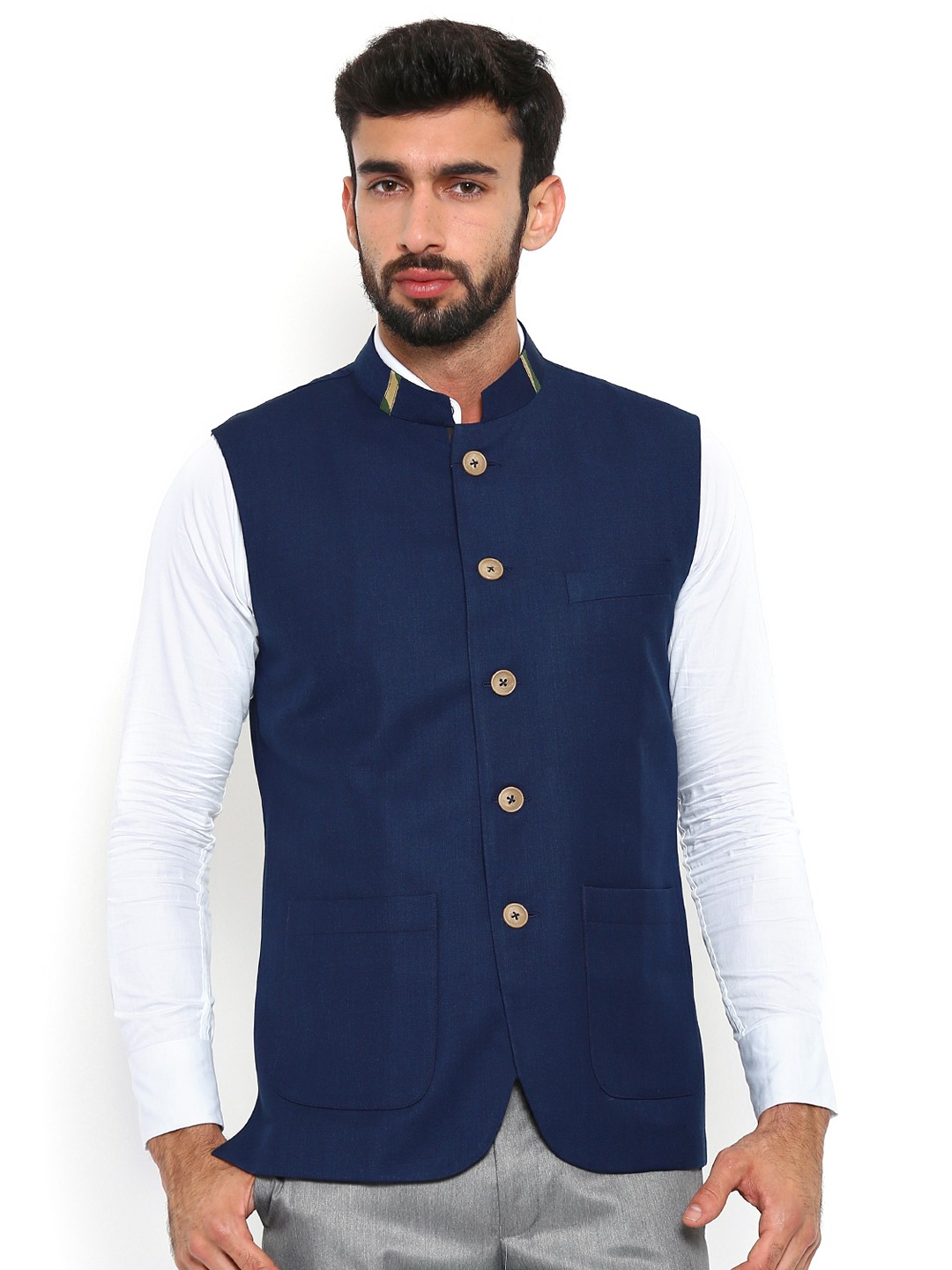 

Shaftesbury London Blue Nehru Jacket