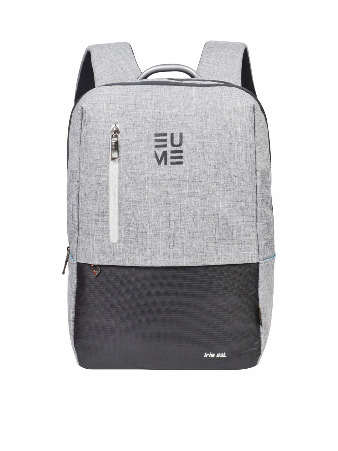 

EUME Unisex Grey & Black Colourblocked Backpack