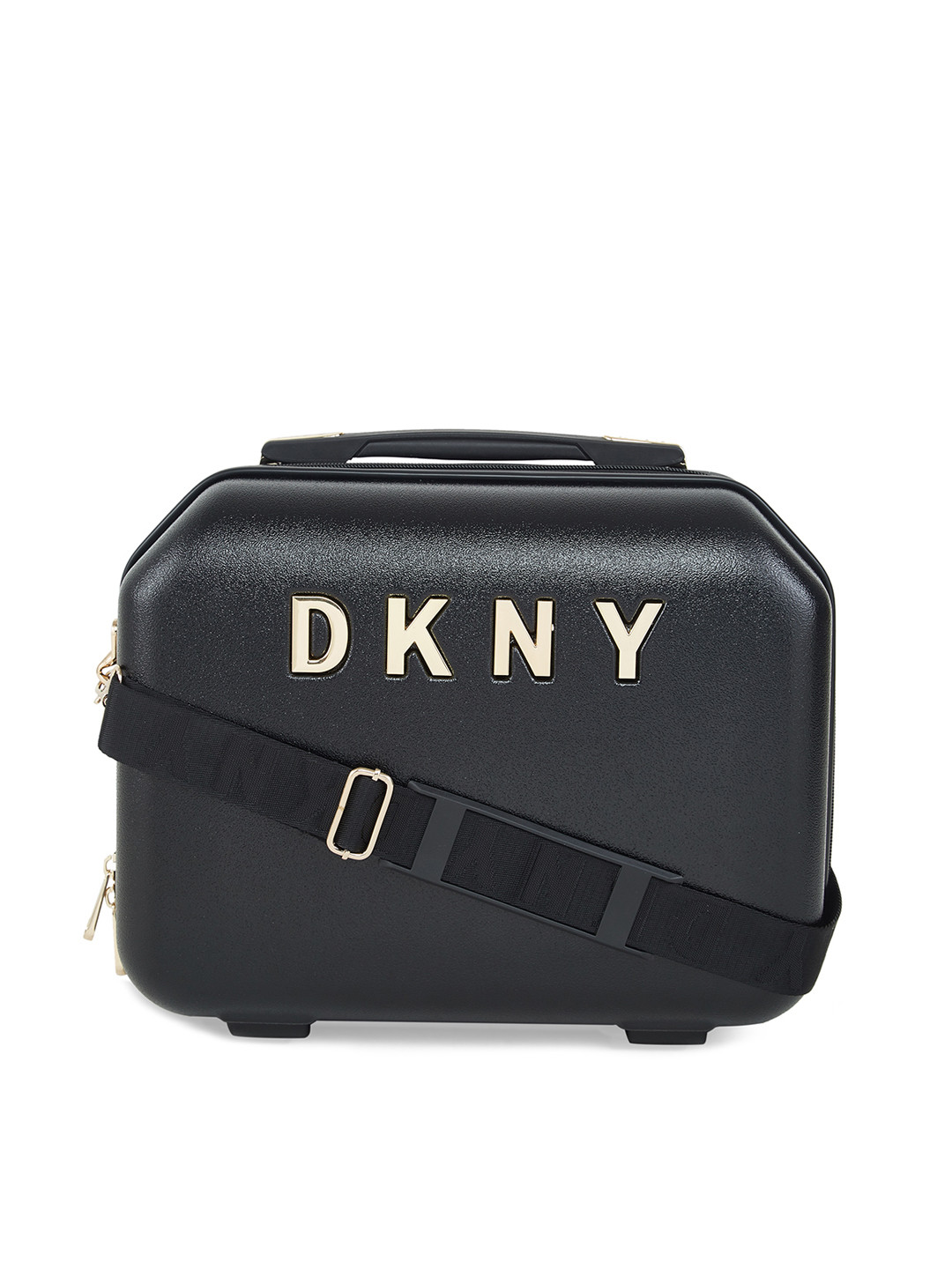 

DKNY Allore Range Hard Case Makeup Organizer With Brand Logo Detail, Black