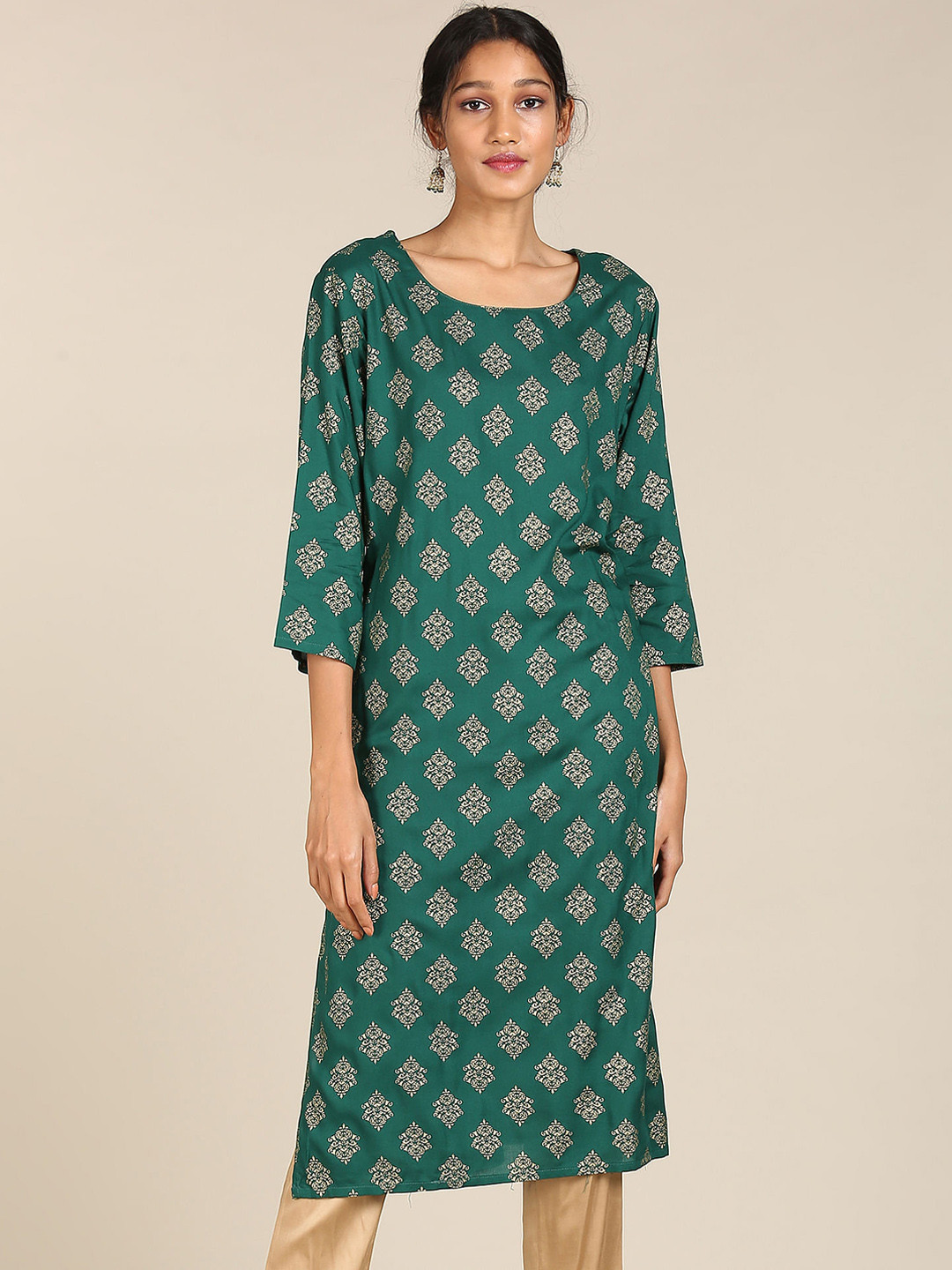 

Karigari Women Green Ethnic Motifs Printed Kurta