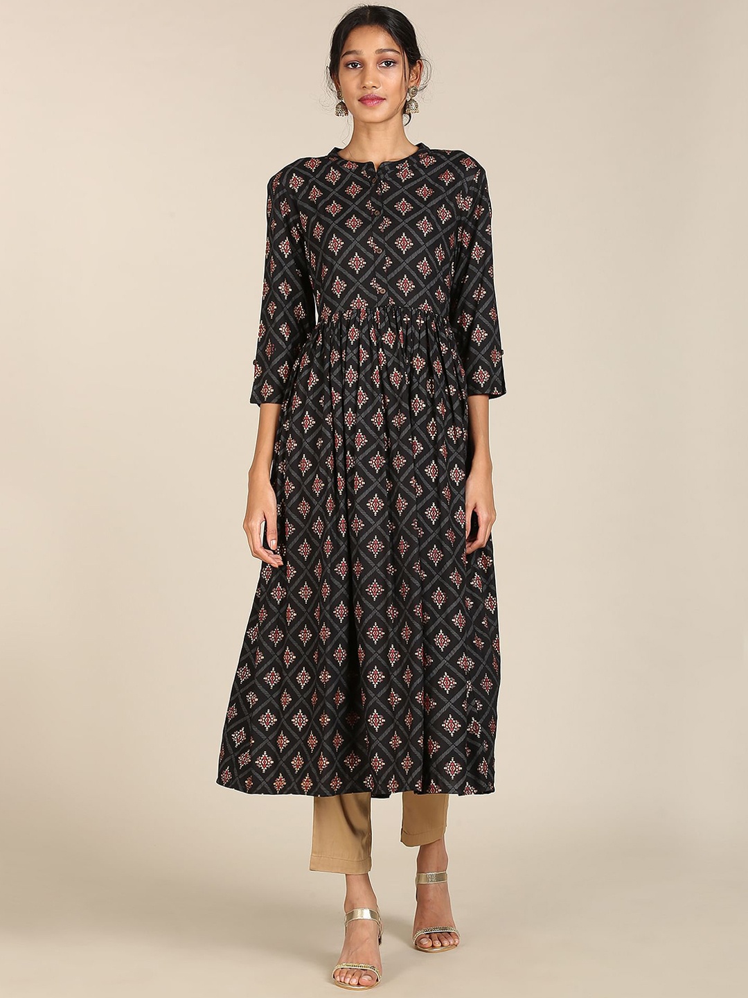 

Karigari Woman Black Ethnic Motifs Printed Kurta