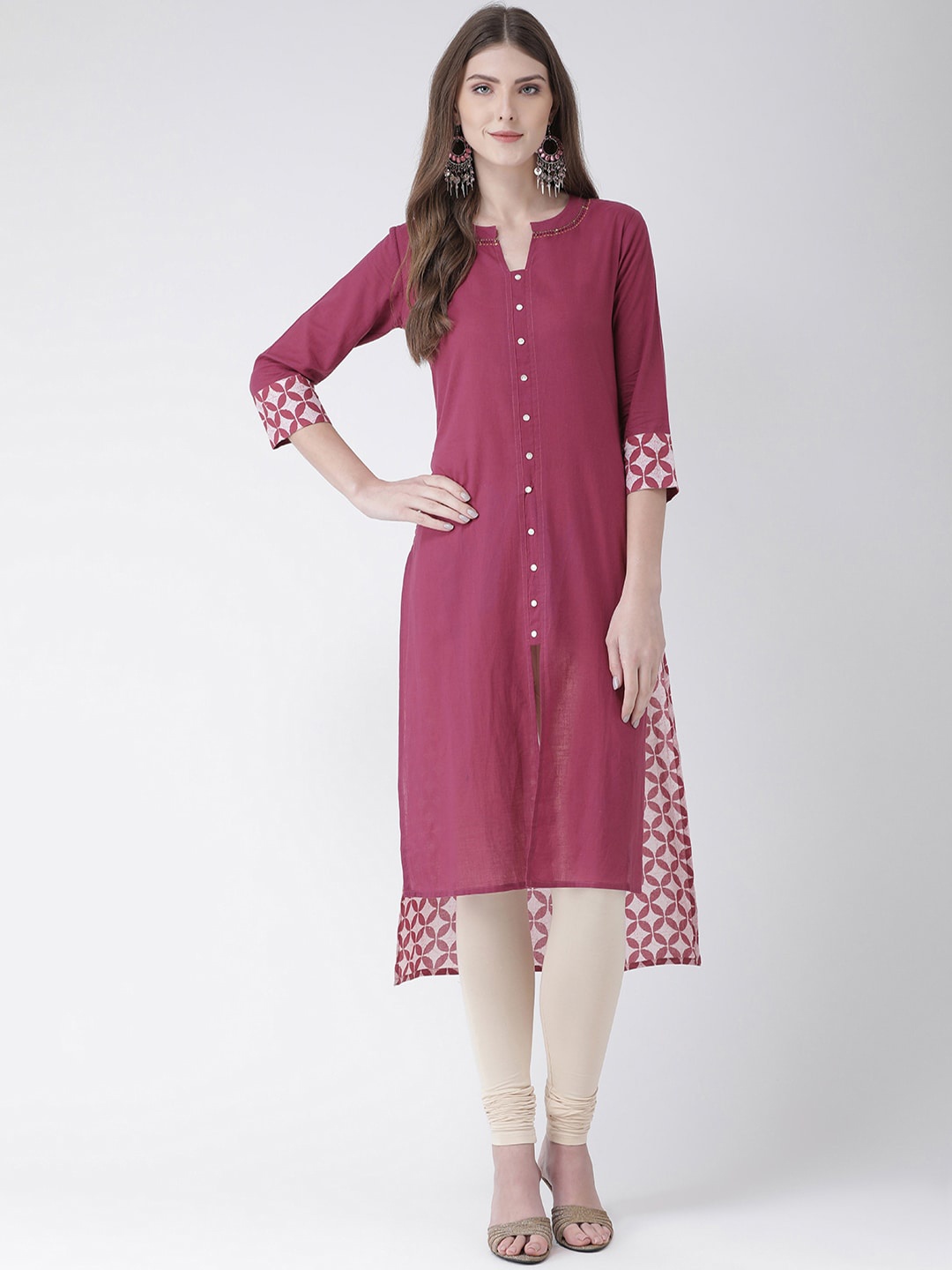 

Span Woman Pink Geometric Kurta