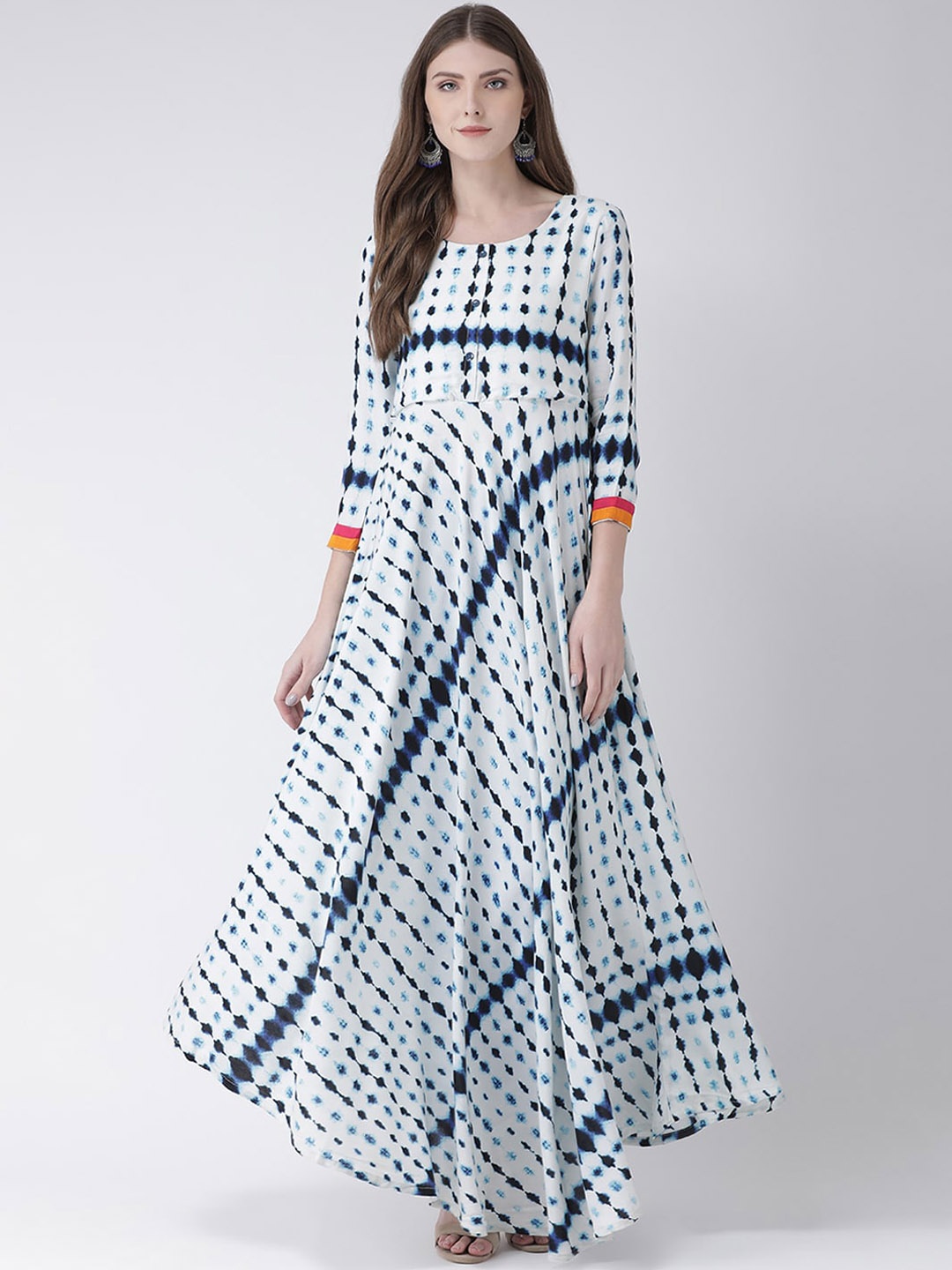 

Span Women Off White & Blue Geometric Dyed Kurta