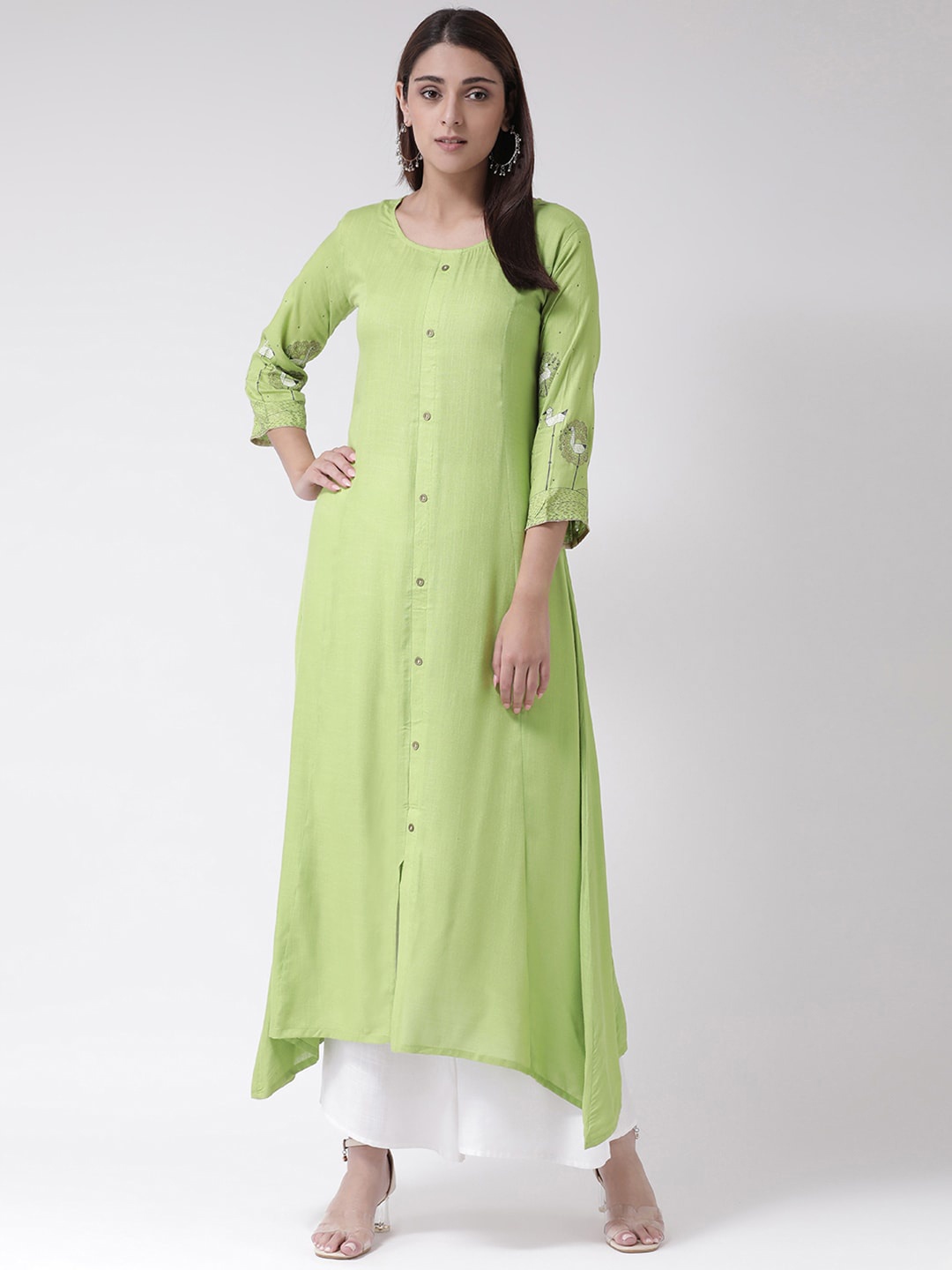 

Span Women Green Printed A-Line Kurta