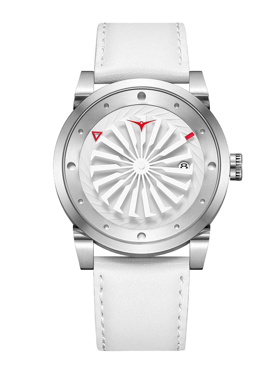 

ZINVO Men White Dial & Leather Straps Analogue Automatic Motion Powered Watch 270