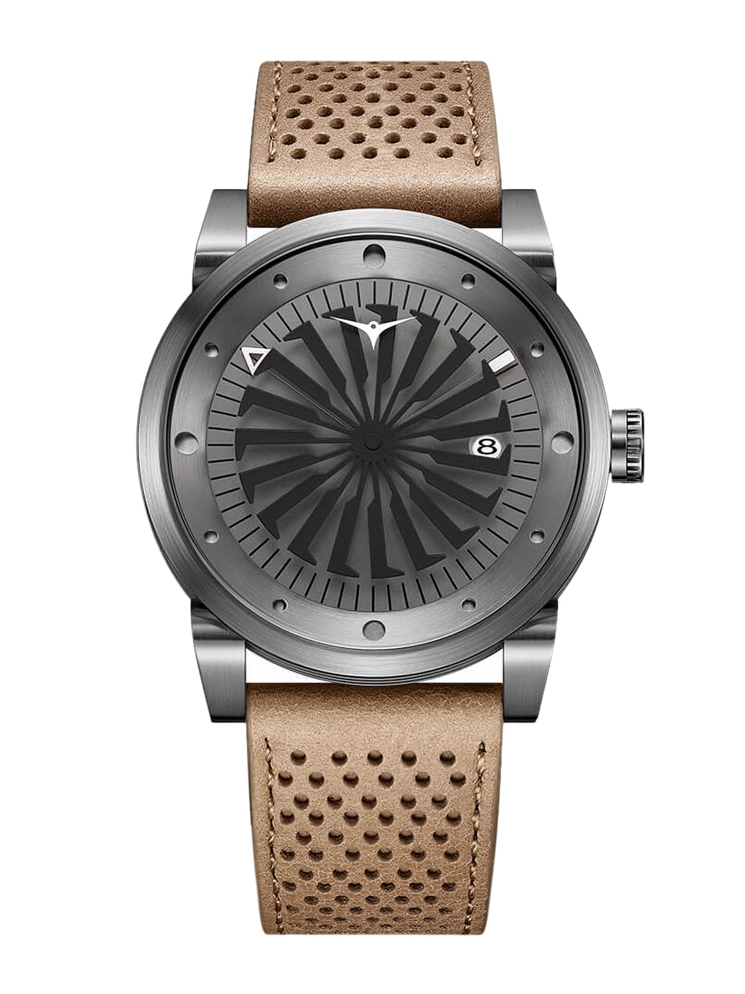 

ZINVO Men Gunmetal-Toned Dial & Leather Straps Analogue Automatic Motion Powered Watch 143, Metallic