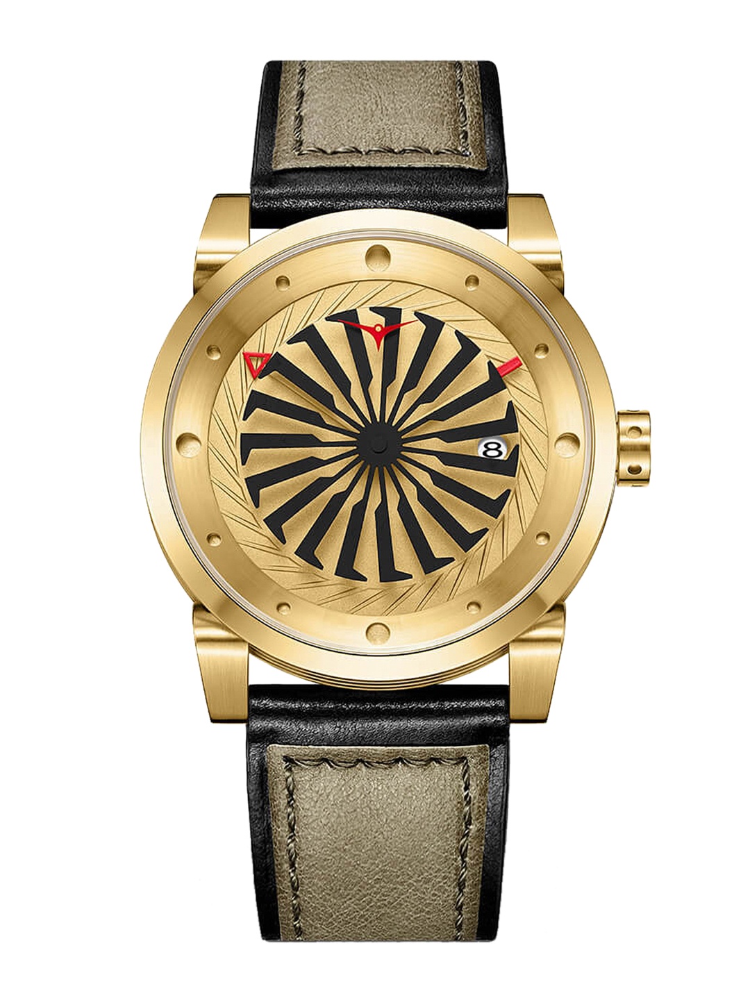 

ZINVO Men Gold-Toned Dial & Leather Straps Analogue Automatic Motion Powered Watch 202