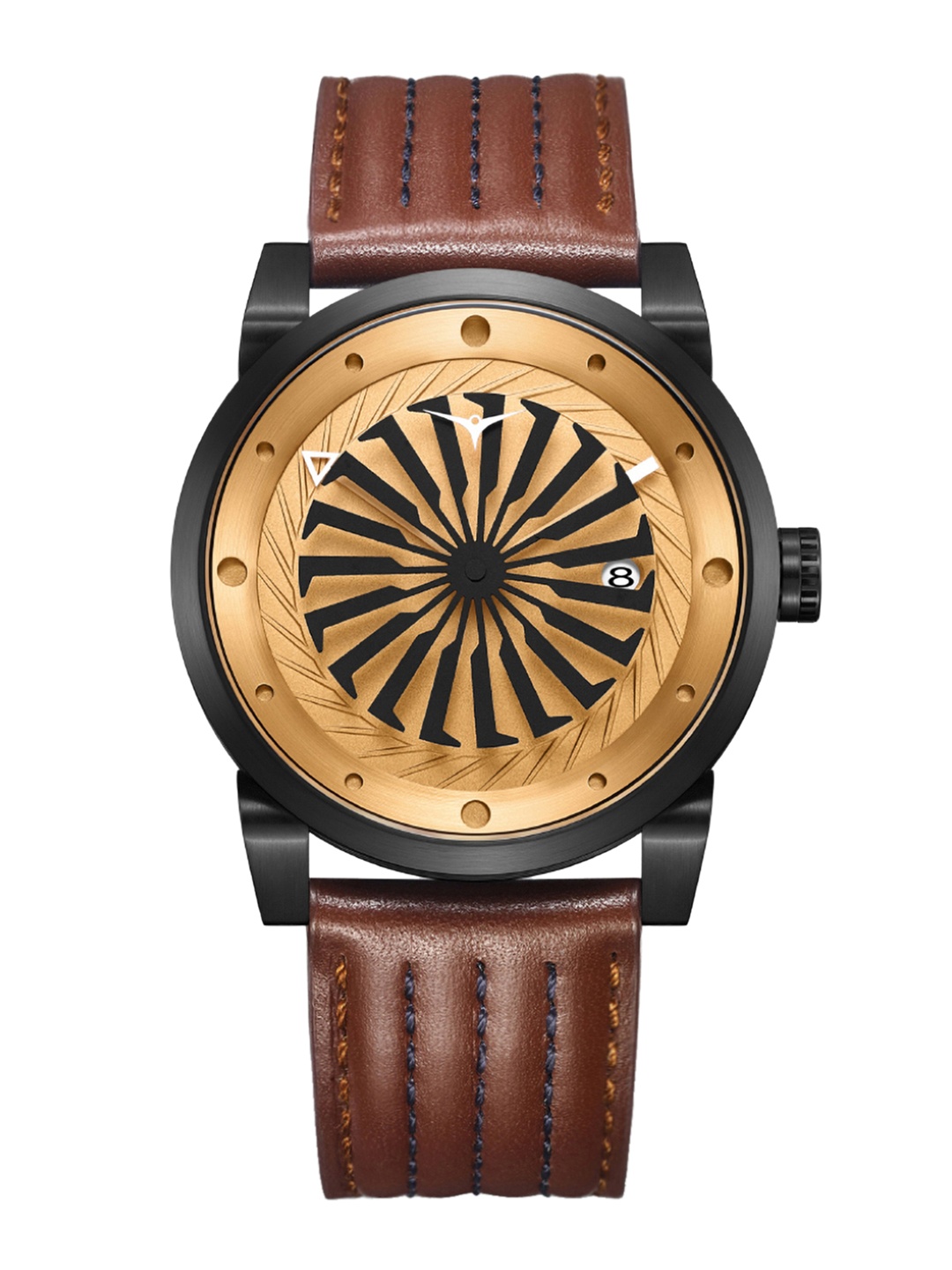 

ZINVO Men Brown Dial & Leather Straps Analogue Automatic Motion Powered Watch 245