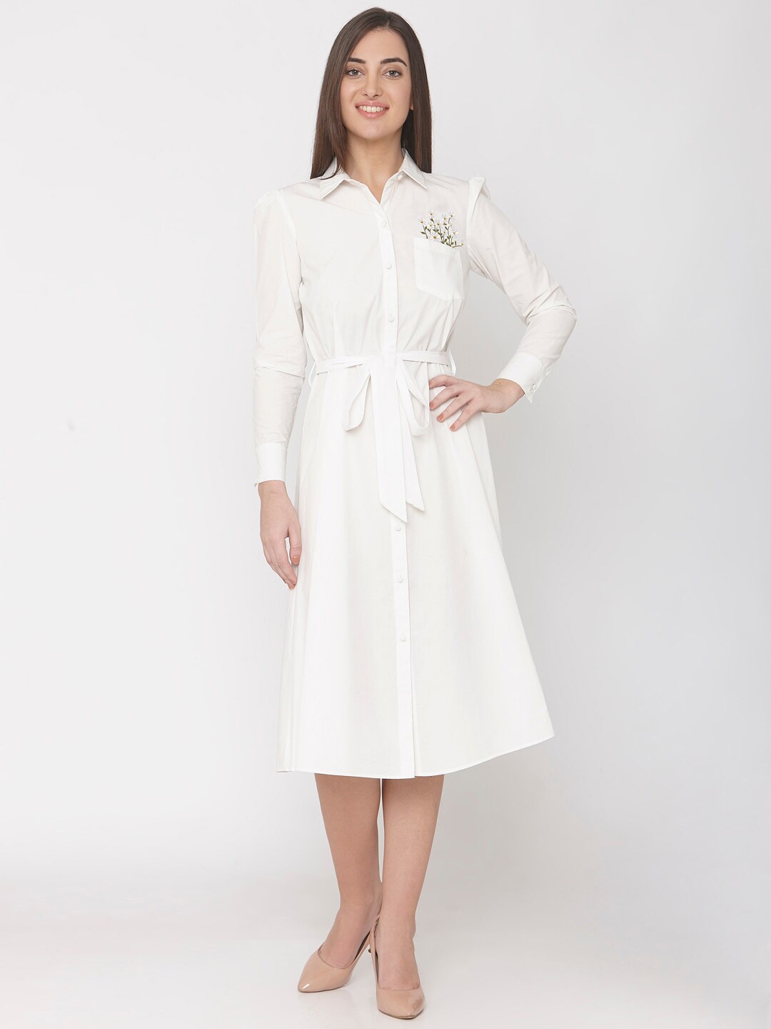 

aaliya White Shirt Midi Dress