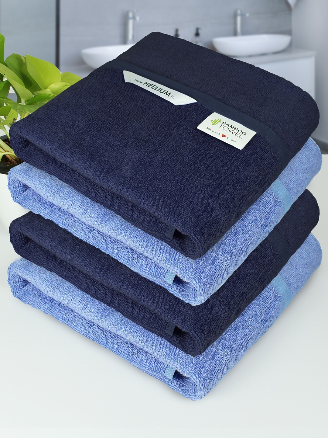 

Heelium Blue Set of 4 Cotton 400GSM Bamboo Bath Towels