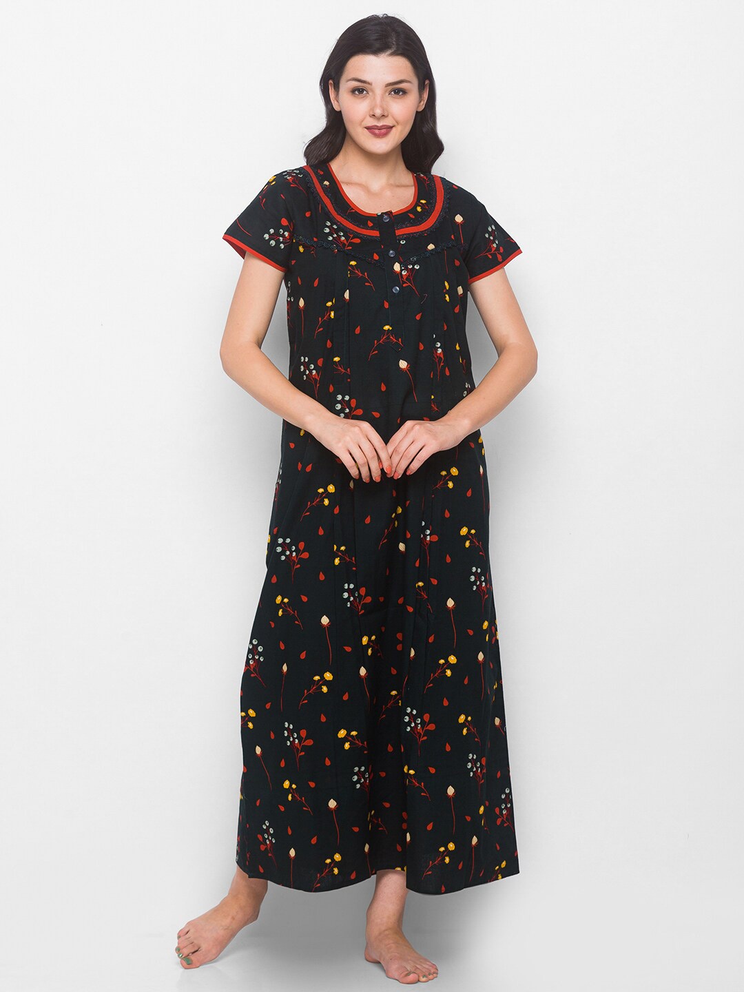 

AV2 Women Green Floral Printed Nightdress