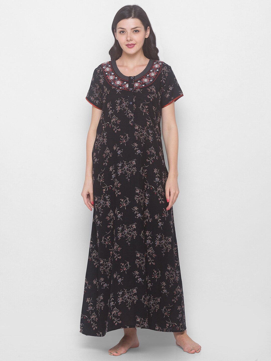 

AV2 Coffee Brown Printed Maxi Nightdress