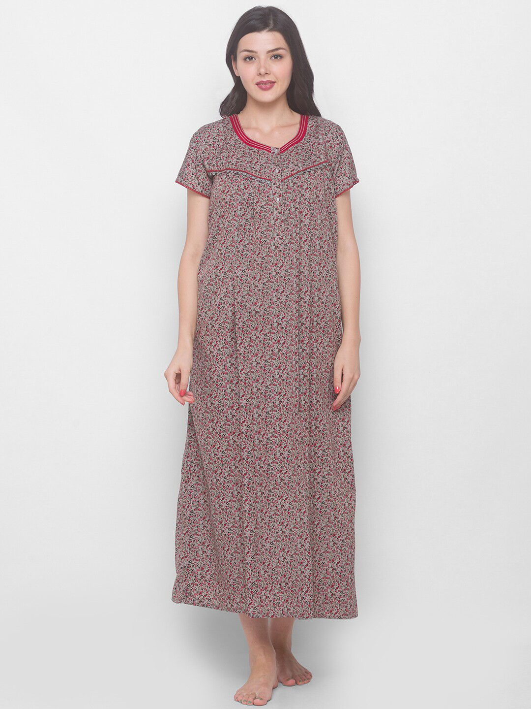 

AV2 Red Printed Maternity Maxi Nightdress