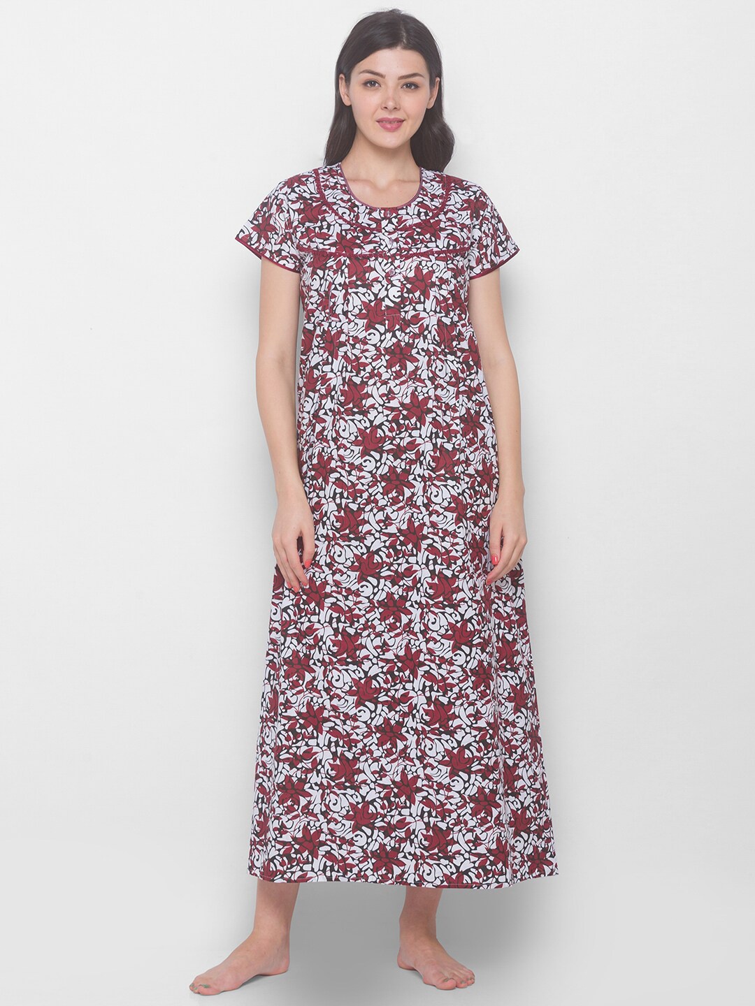 

AV2 Red Printed Maternity Maxi Nightdress