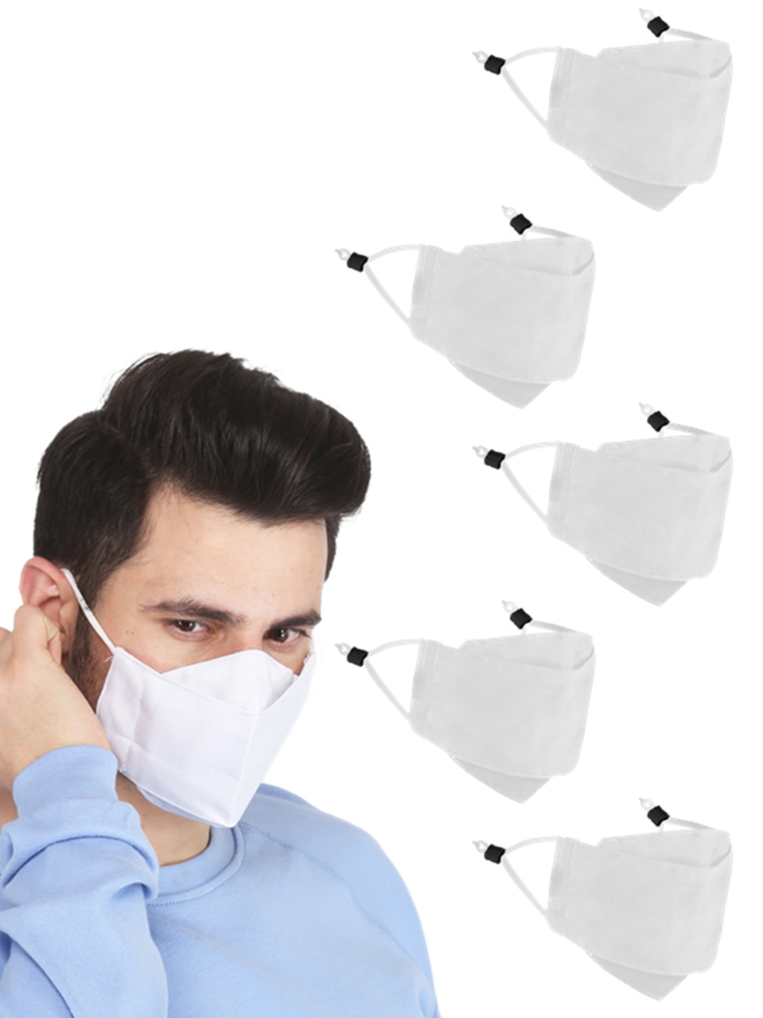 

PRIVIU Pack Of 5 4-Ply Reusable Anti-Pollution KN95 Cotton Face Masks, White