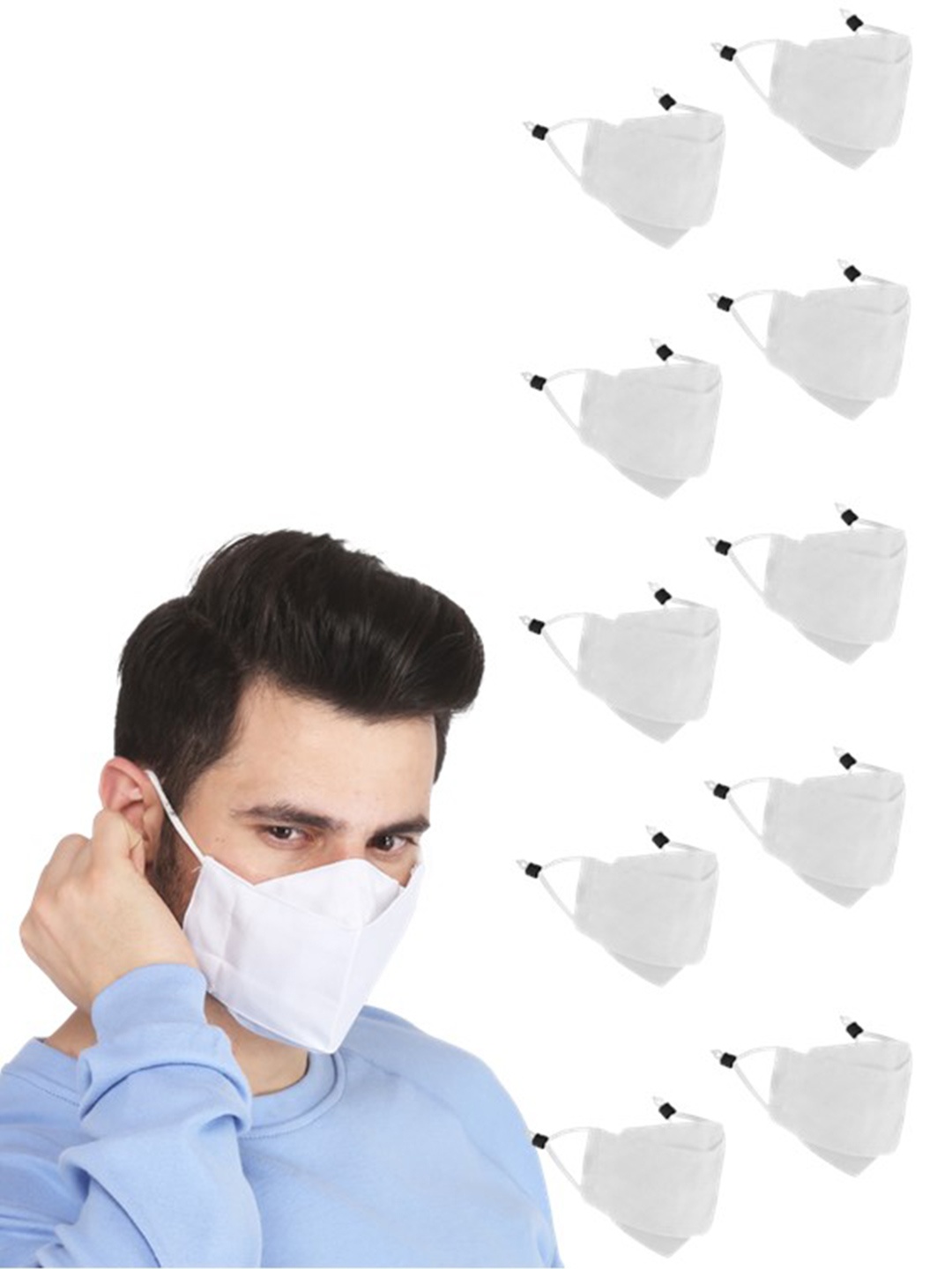 

PRIVIU Pack Of 10 White 4-Ply Reusable Anti-Pollution KN95 Face Masks