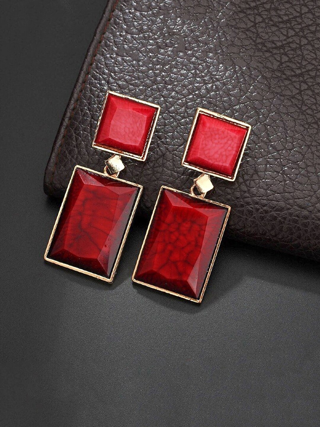 

Yellow Chimes Red Geometric Contemporary Drop Earrings