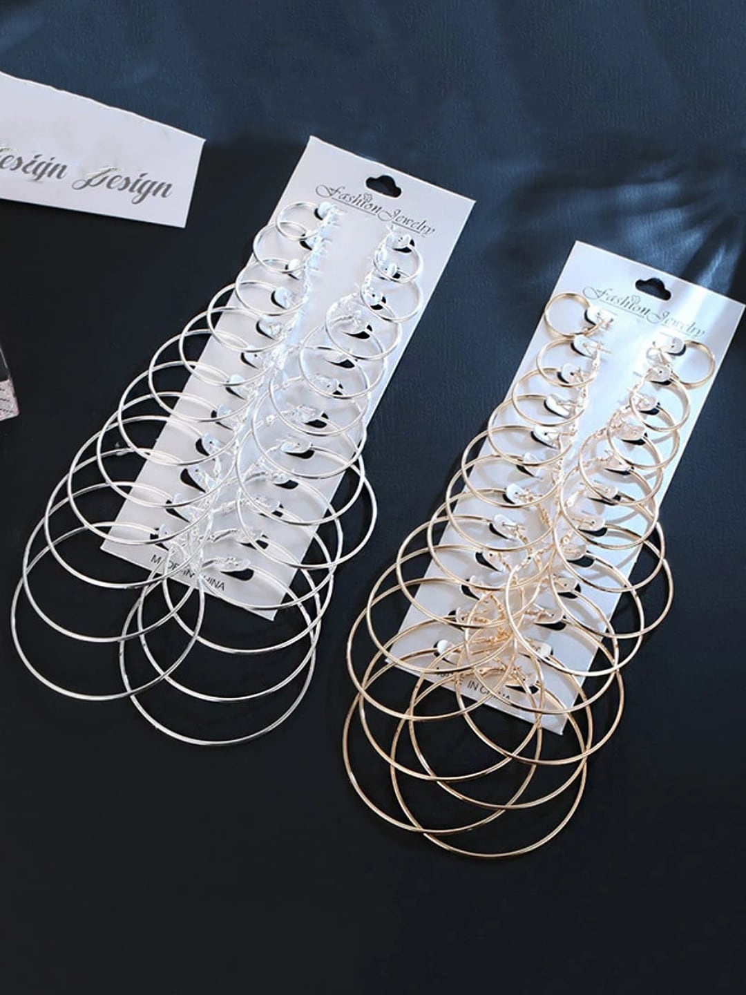 

Yellow Chimes Set Of 24 Silver-Plated Circular Hoop Earrings, Gold