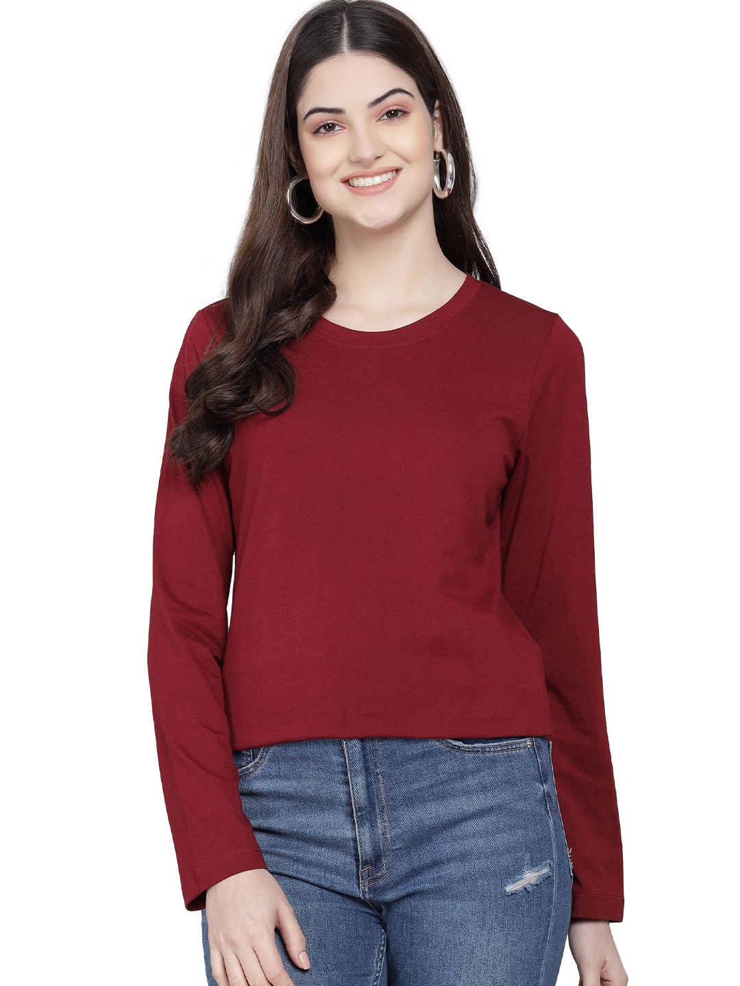 

PockMAN Women Maroon Bio Finish T-shirt