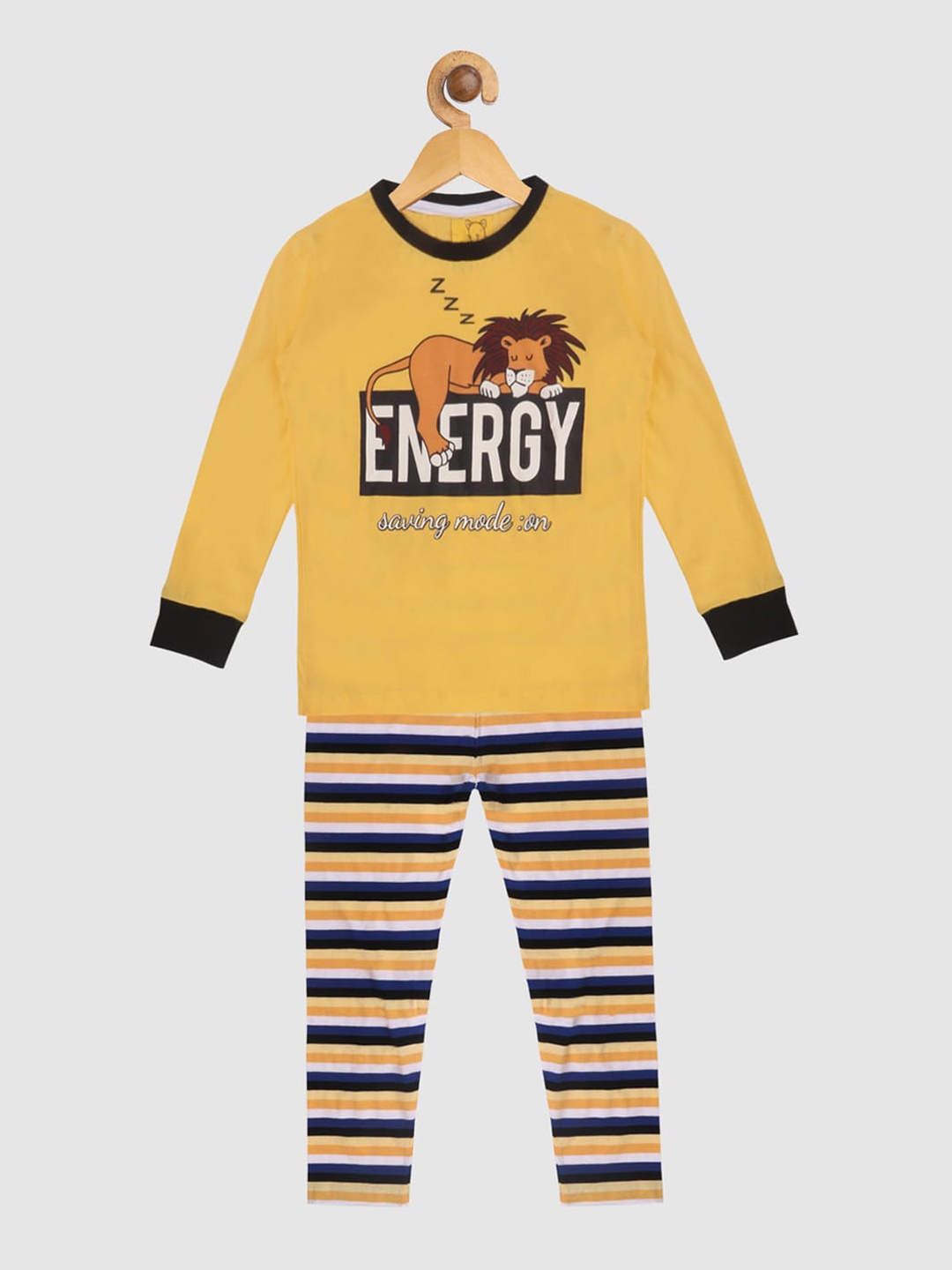 

Lazy Shark Boys Yellow & Black Printed Night suit