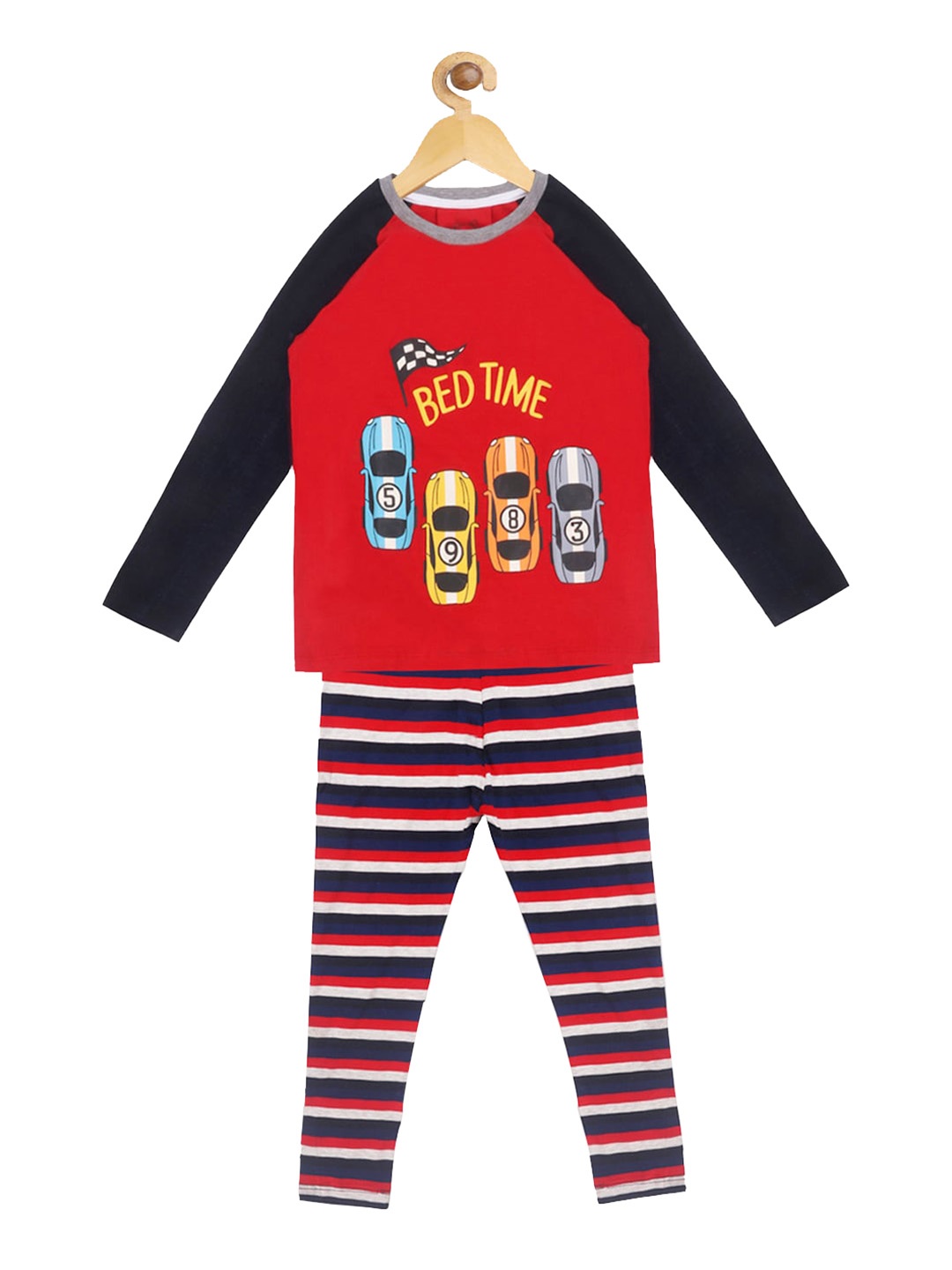 

Lazy Shark Boys Red & Black Printed Night suit