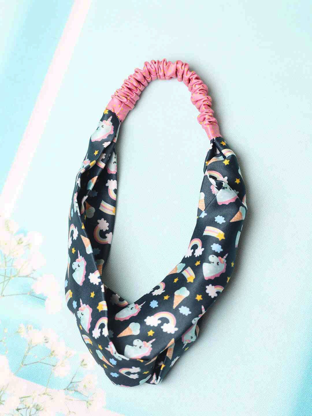 

Tossido Women Blue Unicorns & Rainbows Printed Criss Cross Headband