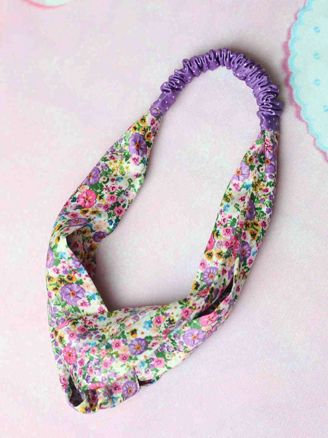 

Tossido Women Multicoloured Garden Gloria Soft Satin Criss-Cross Headband, Multi