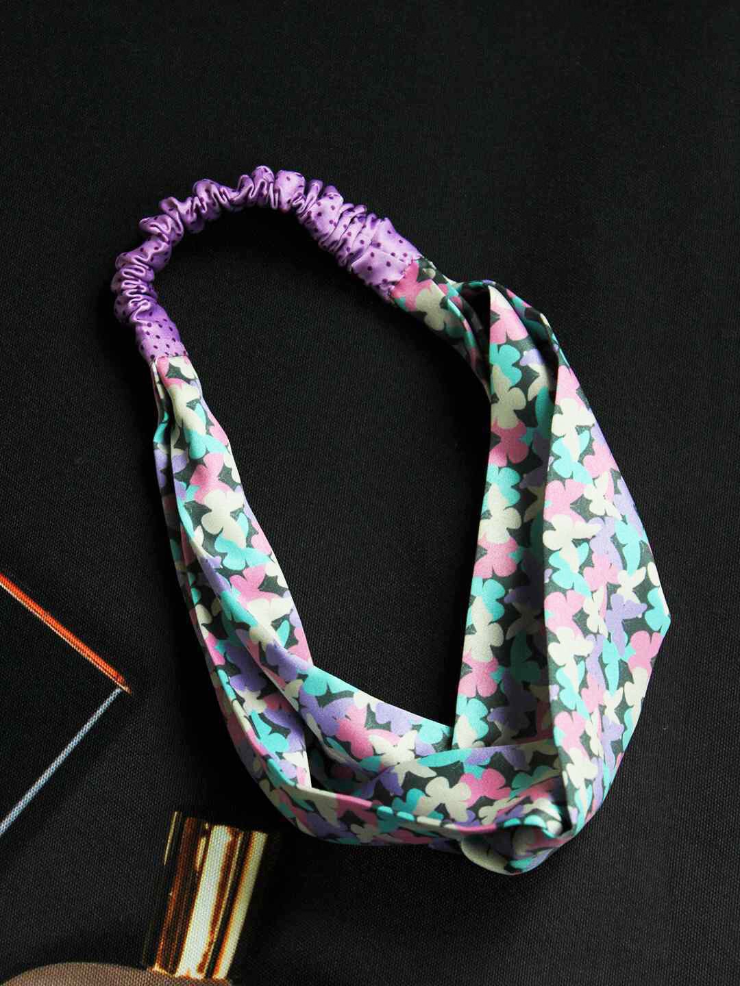 

Tossido Women Pink & Blue Printed Satin Criss-Cross Headband