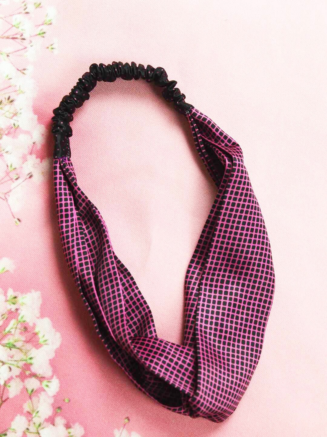 

Tossido Women Black & Maroon Checked Hairband