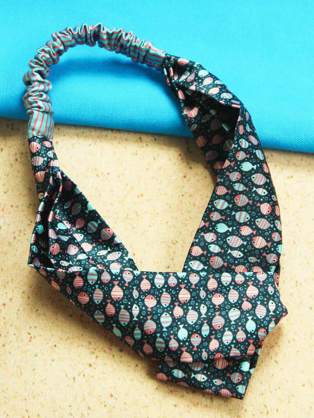 

Tossido Women Blue & Pink Printed Satin Criss-Cross Headband