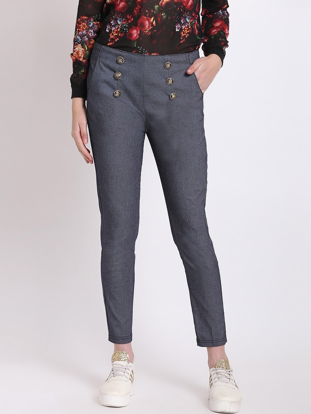 

RIVI Women Black Pure Cotton kinny Fit Trousers