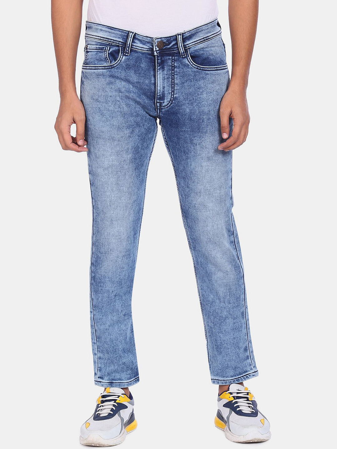 

Cherokee Men Blue Washed Heavy Fade Mid-Rise Jeans