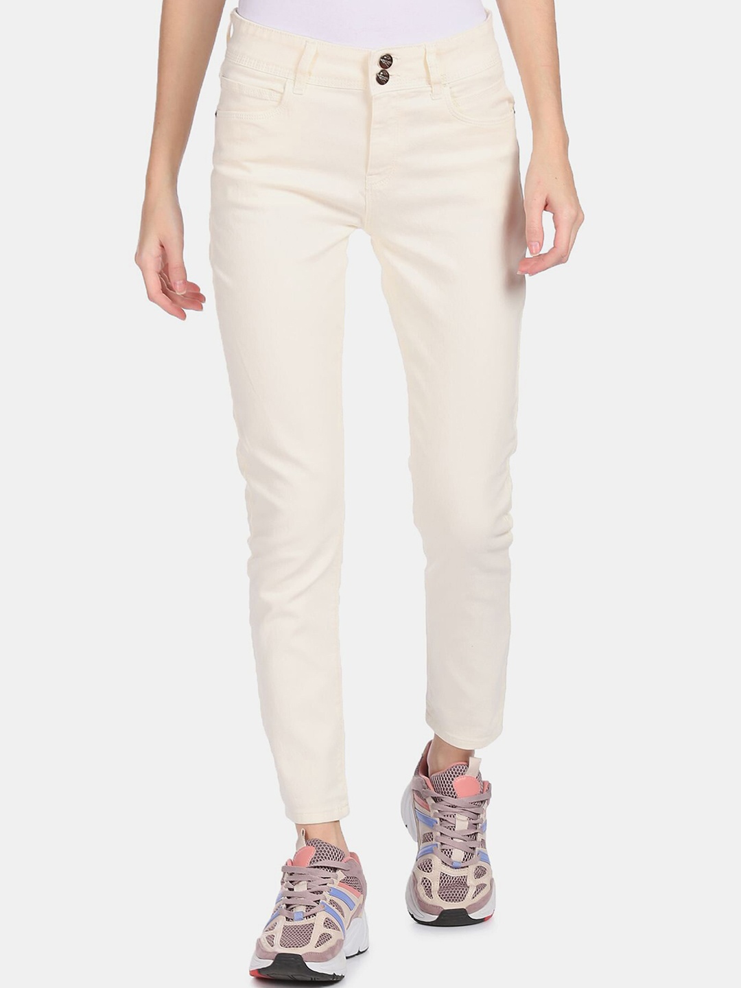 

Cherokee Women Cream-Coloured Clean Look Stretchable Jeans